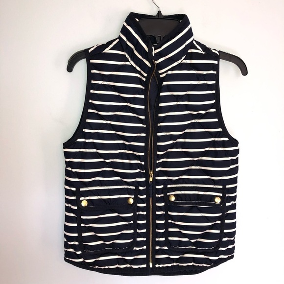 J.Crew Navy/White Striped Puffer Vest - Picture 3 of 10